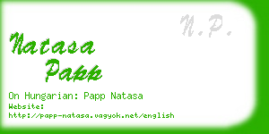 natasa papp business card